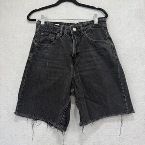 Zara Denim Shorts Womens 29 High Rise Frayed Hem Raw Cut Distressed Vintage Look
